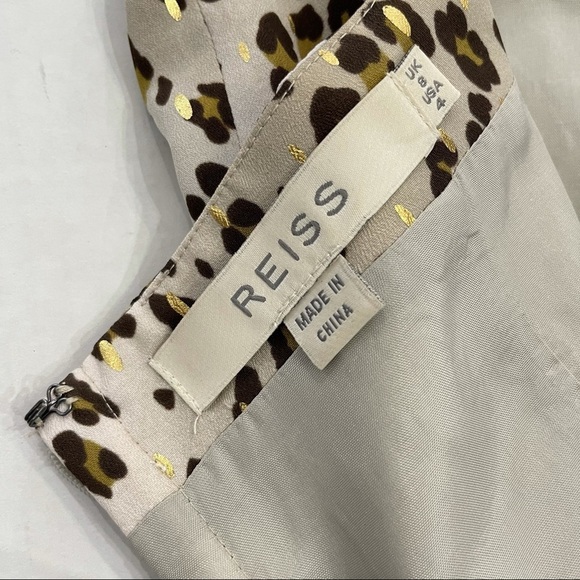 Reiss Leopard Cheetah Strapless Dress Wrap Black Waist Band  size 4 - Picture 5 of 12